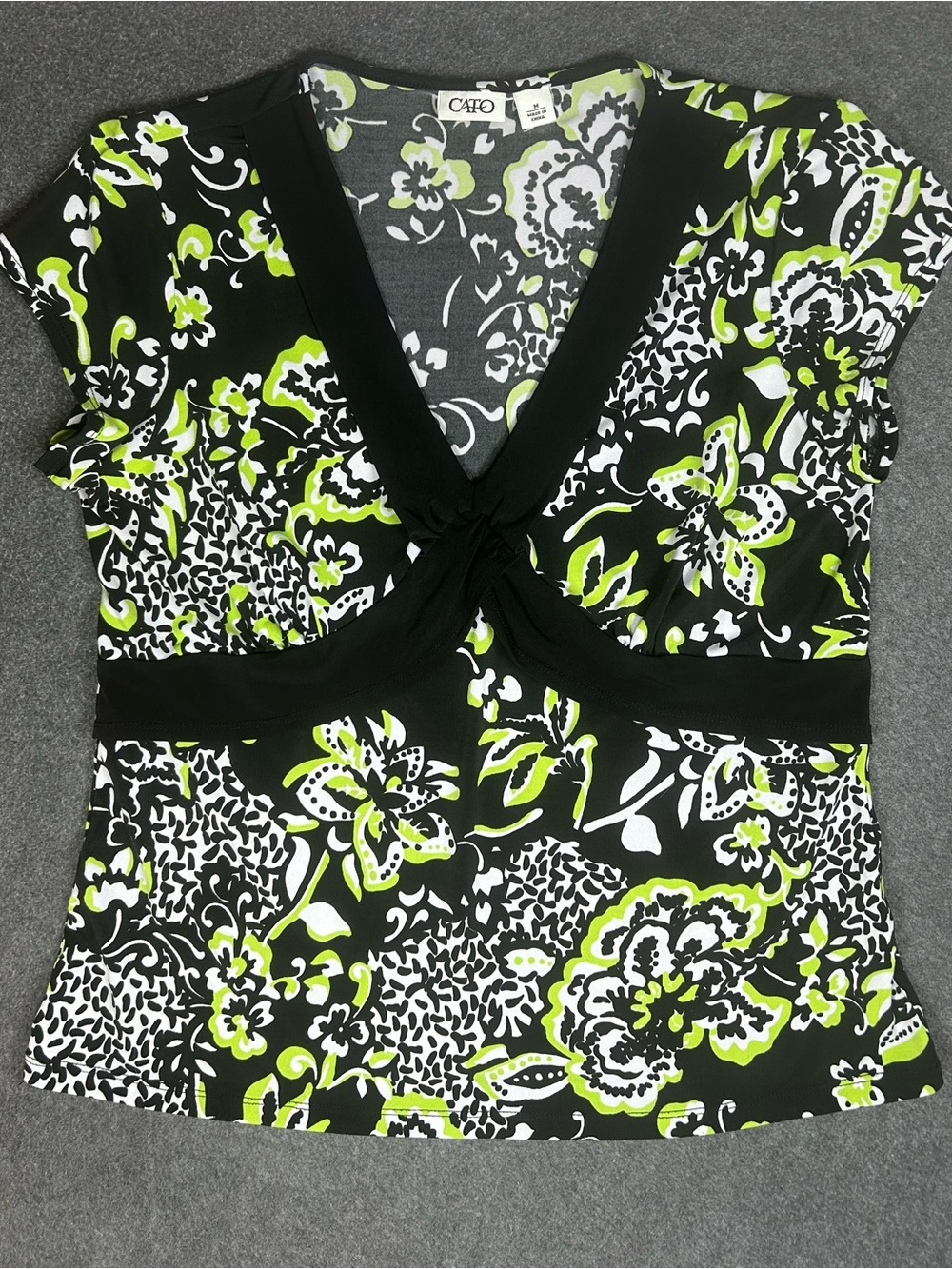 Cato Green Floral Y2K Shortsleeve Blouse